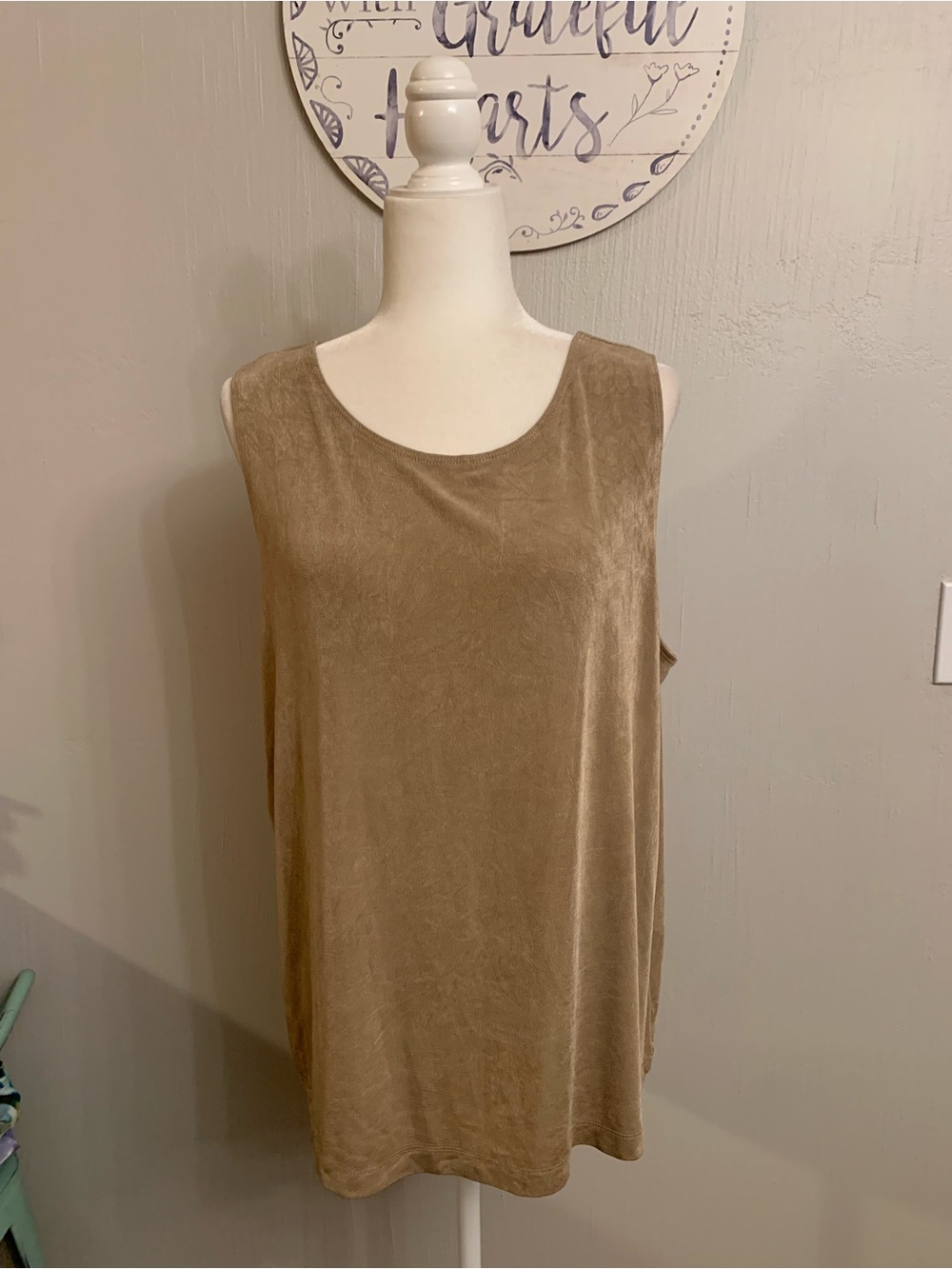 Chico's Taupe Velvet Scoop Neck Tank